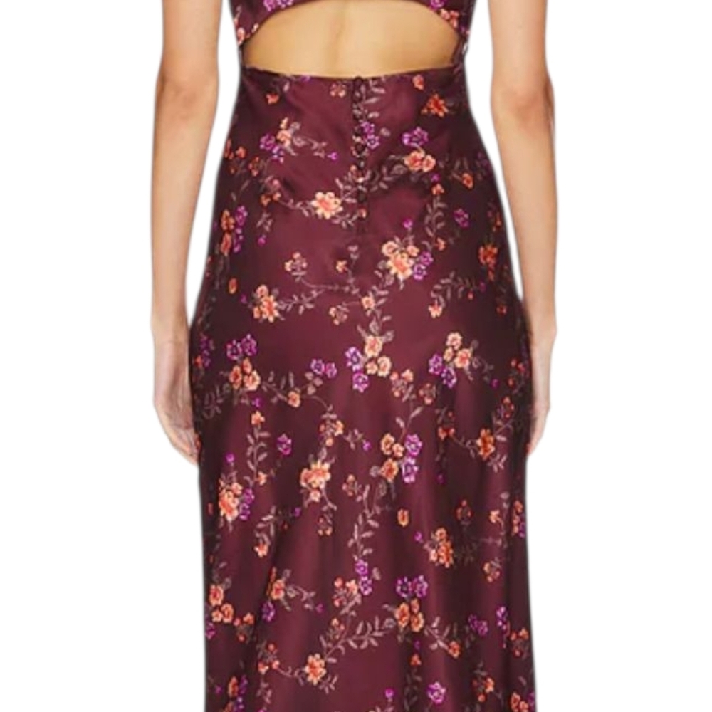 Free People Butterfly Babe Satin Like, Lace Trim Maxi Dress Size Large NWT - Picture 11 of 11